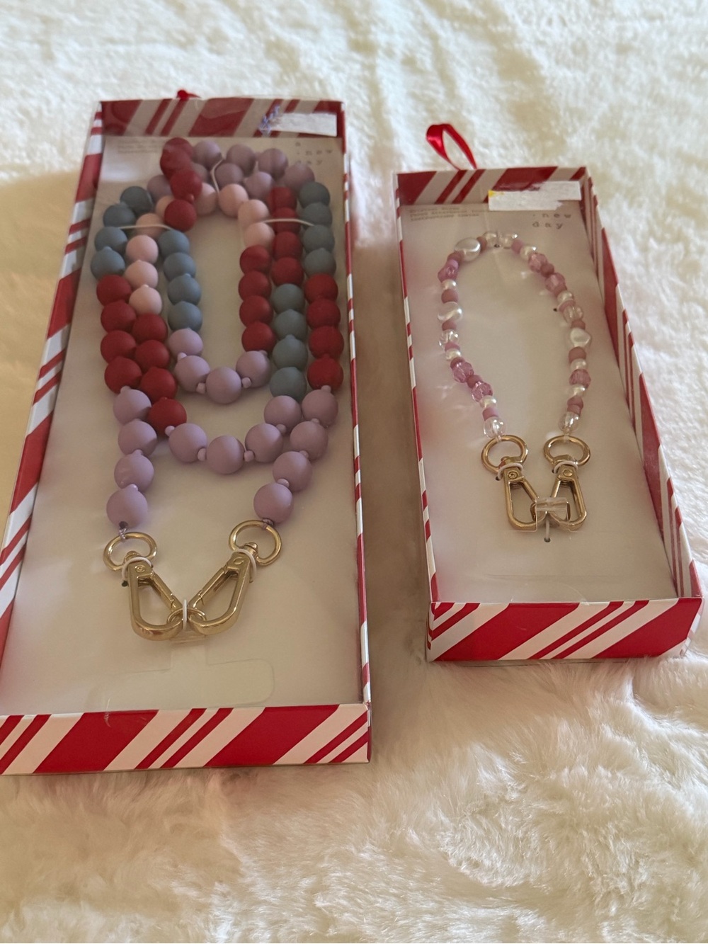 A New Day Beaded Bag Strap and Wristlet Set - Pastel Multi & Pink/White (Bundle)